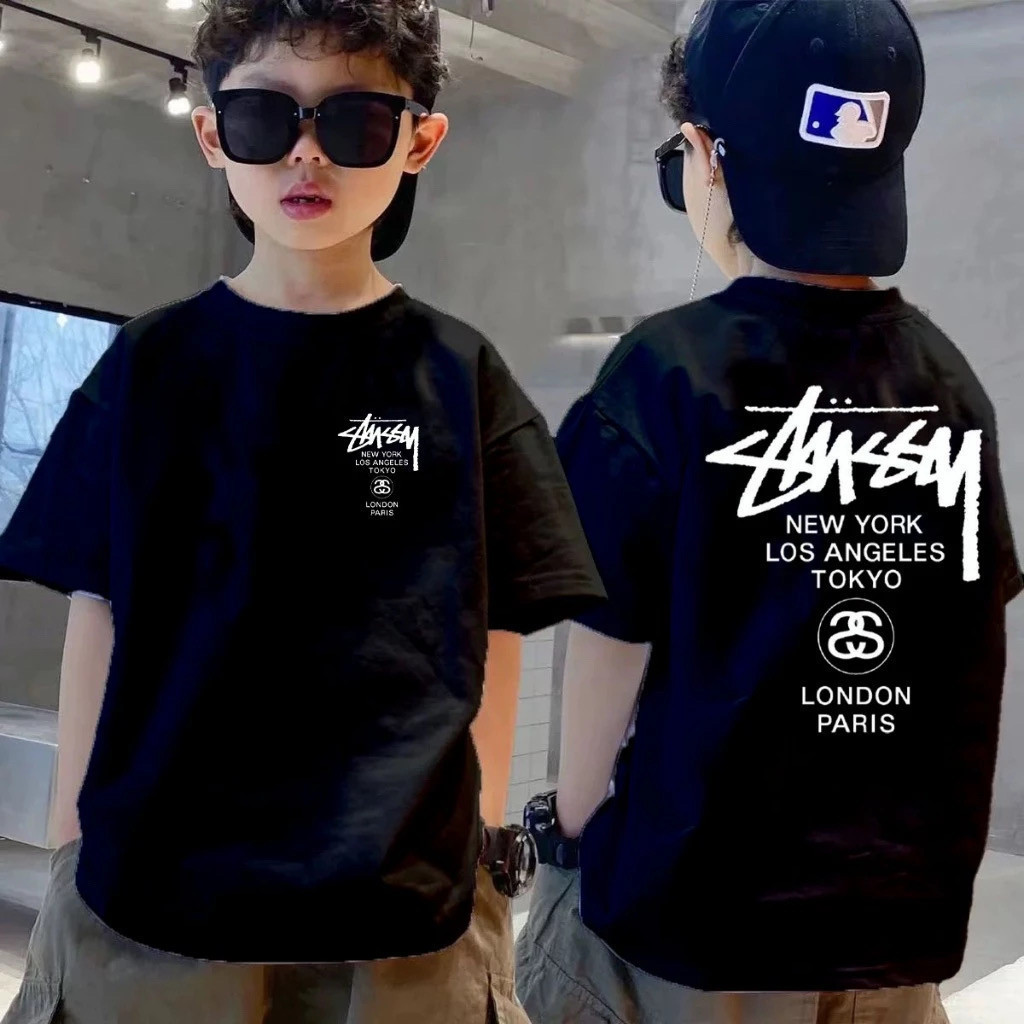 COD✅ (จัดส่งตลอด 24 ชั่วโมง) เสื้อยืดคอกลม unisex ทำจากผ้าฝ้าย 100% สวมใส่ได้ทั้งเด็กและเยาวชน อายุ 2-13 ปี