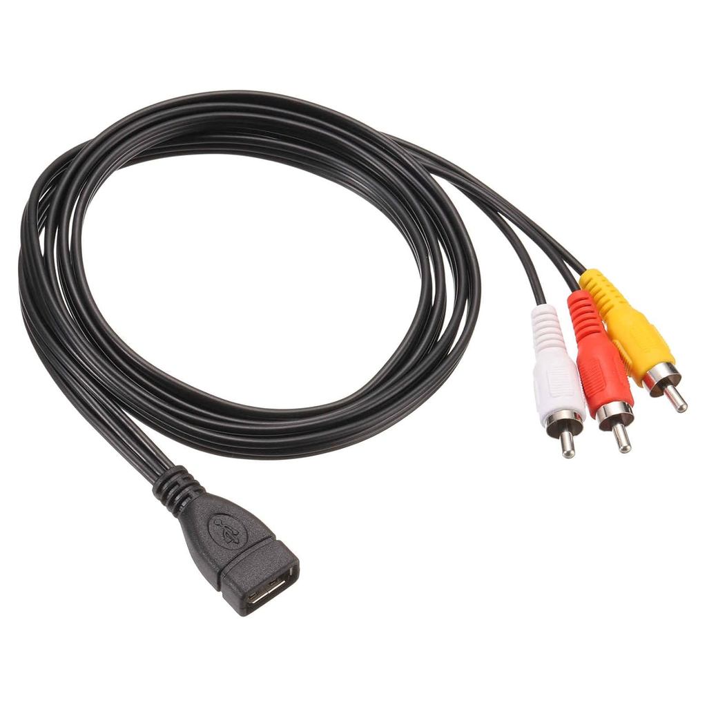 DMiotech สาย USB to RCA, 5ft USB Female to 3 RCA Male Stereo Audio Video Cable Adapter for PC, TV, D