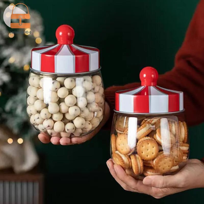[PE] คริสต์มาสโปร่งใส Jar ของขวัญ Jar W/Lid สําหรับ Storing Nuts Candy บิสกิตของขวัญบรรจุใหม่ปี Xmas ตกแต่ง TH