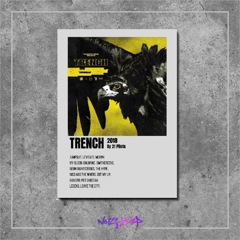โปสเตอร์ไม้ ปกอัลบั้มเพลงและเพลง judge Trench โดย 21 Pilots โปสเตอร์แสดงผนัง