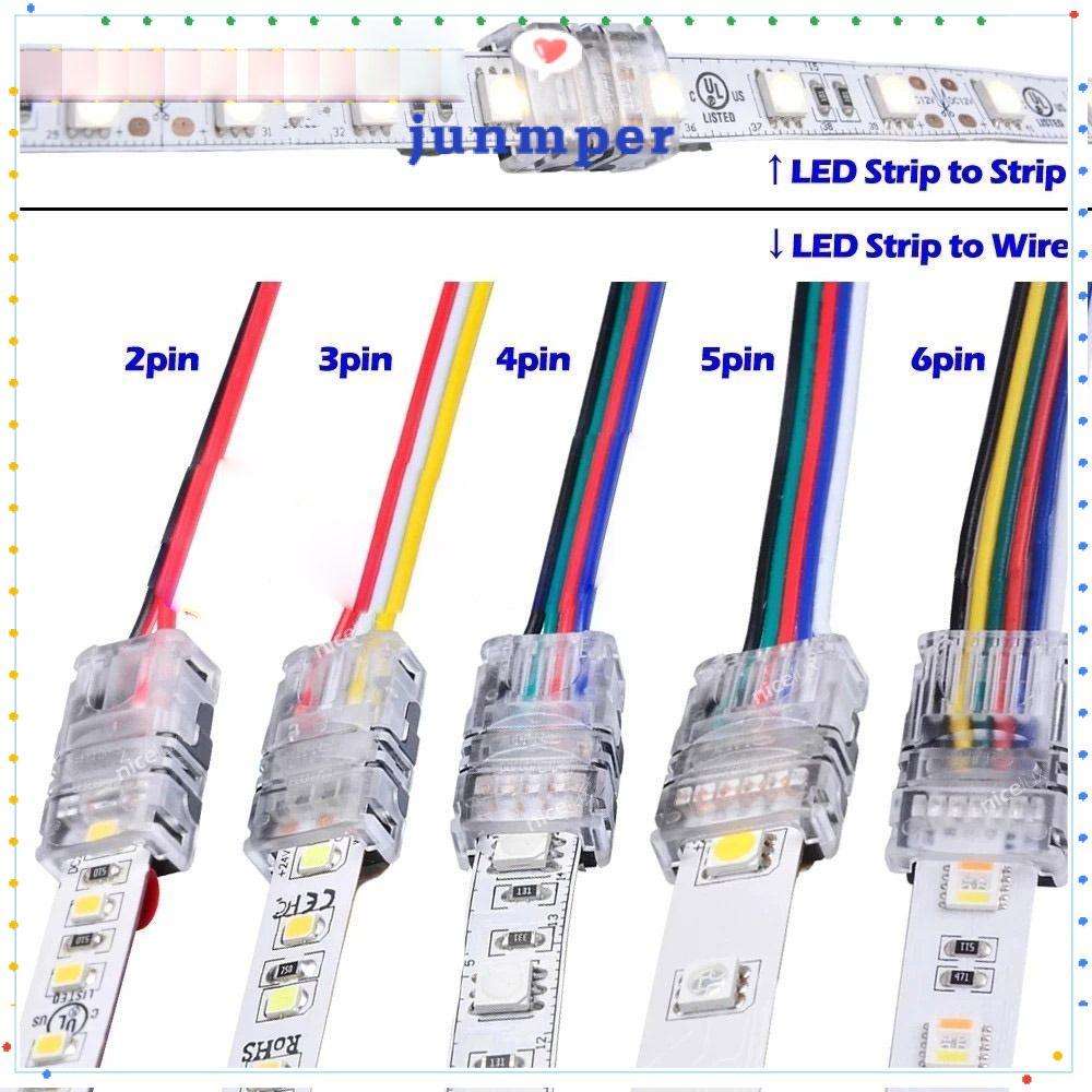 JUNMPER LED Strips Connector 4pin 5pin 6pin LED Strip ถึงสายไฟสําหรับ RGBW RGBWW 3528 Connectors