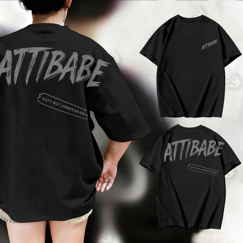 UT shop เสื้อยืด oversize ผ้าCotton 100%เสื้อแฟชั่น เสื้อแฟชั่น 'ATTIBABE' สบายและนุ่ม แขนสั้น ฤดูร้อน