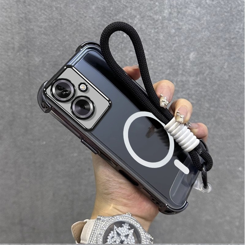 สําหรับOPPO RENO 11F 5G 2023 reno11 F Reno 11 F 5G OPPO A79 5Gเคสโทรศัพท์Bright Shock-Resistantรวมทุกอย่างแม่เหล็กป้องกันกรณีนุ่มซิลิโคนสี่ด้านโปร่งใสเคสโทรศัพท์ป้องกันกล้องและสไตล์ใหม่มือ สาย SJSJB