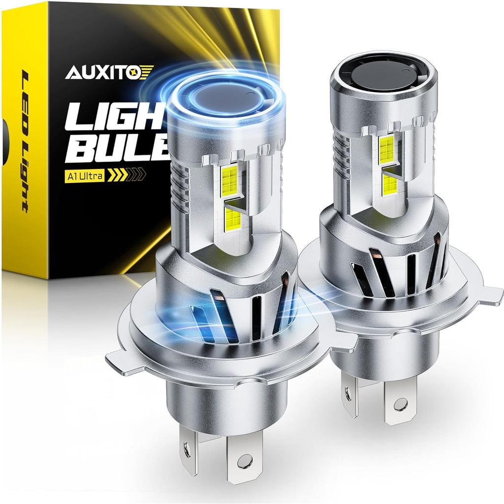 AUXITO H4 LED Bulb, 9003 Light Bulbs, 48000LM, Long Lasting, Dual Turbo Cooling Fan, Plug N Play, 3M