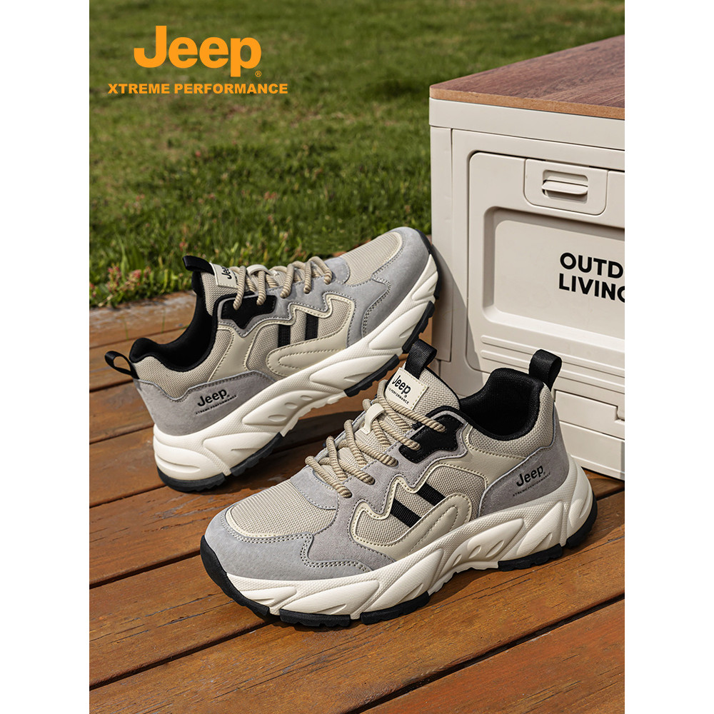 Jeep Jeep รองเท้าผู้ชาย Retro Daddy รองเท้าผู้ชาย 2025 สไตล์ใหม่รองเท้าลําลองผู้ชายหนา Soled รองเท้า