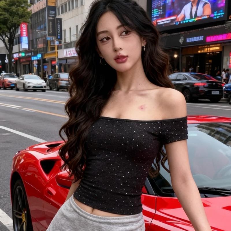 เสื้อยืดไหล่เพชร สไตล์ลำลอง ทำจากวัสดุโมดอล สไตล์อเมริกันเรโทร ขายดี เอวขึ้น คอลเลคชั่นฤดูร้อนใหม่  ทรงสลิมฟิต