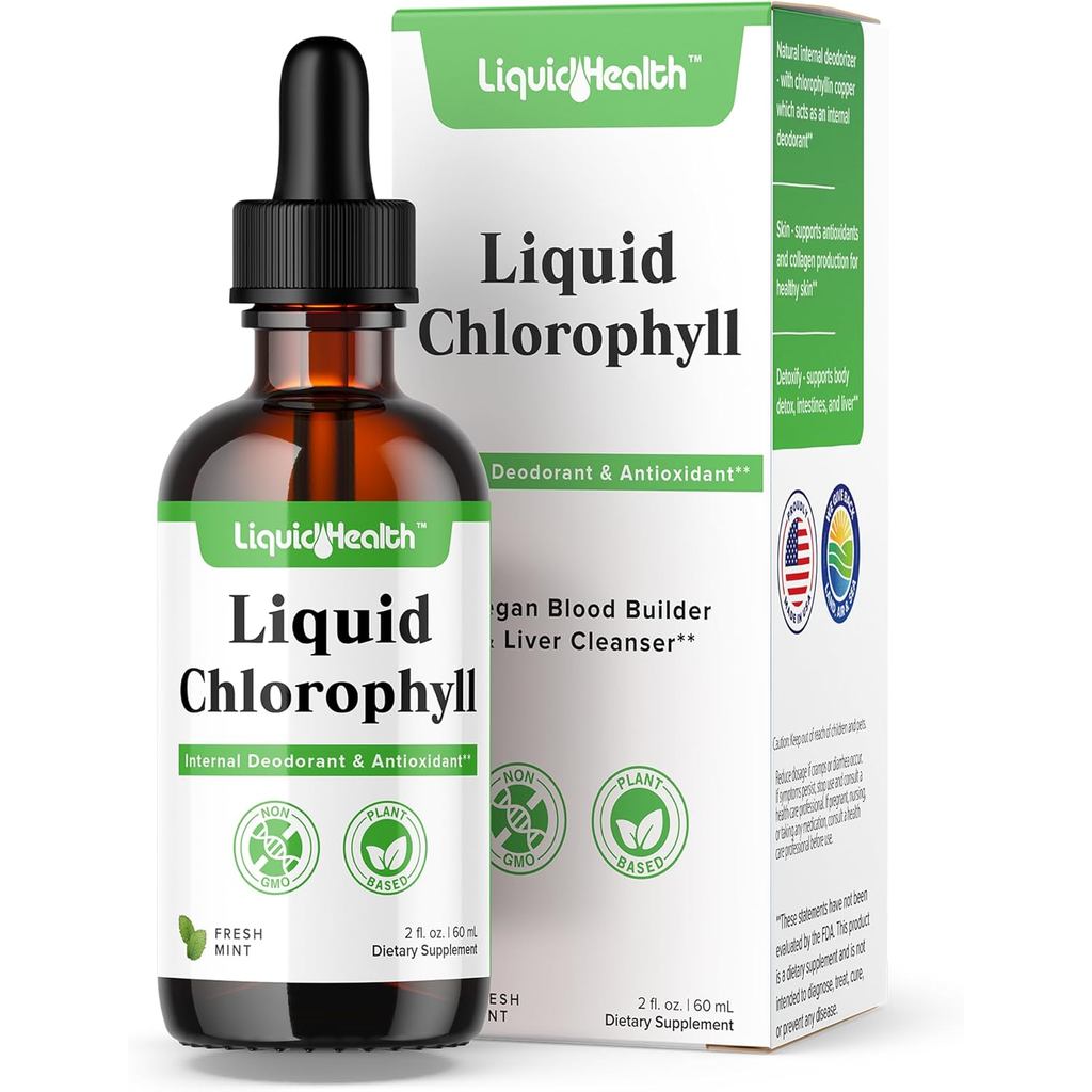 LIQUIDHEALTH หยดคลอโรฟิลล์เหลว - น้ํายาดับกลิ่นภายใน r Detox พอร์ตภูมิคุ้มกัน ส่งเสริมคอลลาเจนสําหรั