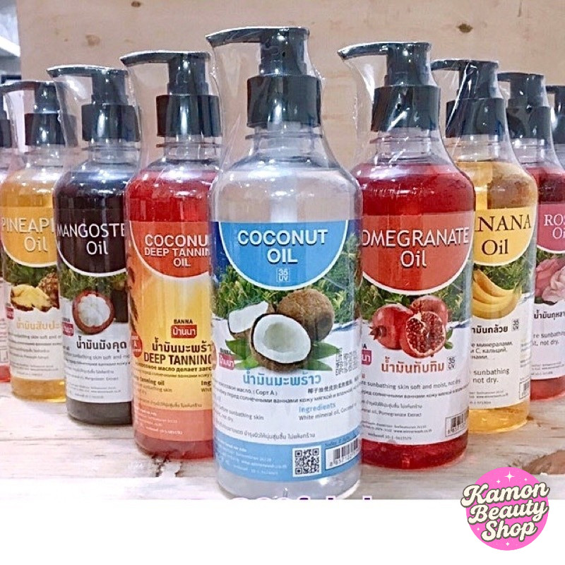 BANNA Oil 450ml. น้ำมันทาผิวบ้านนา น้ำมันนวดตัว น้ำมันสปา อโรม่า massage oil