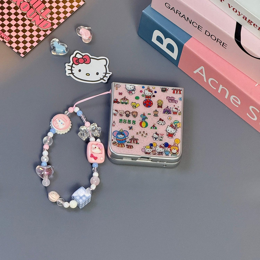 เหมาะสําหรับ Samsung Galaxy Z Flip7 Flip6 ใหม่สีชมพูการ์ตูนน่ารัก KT Cat เคสโทรศัพท์สําหรับ Z Flip 7