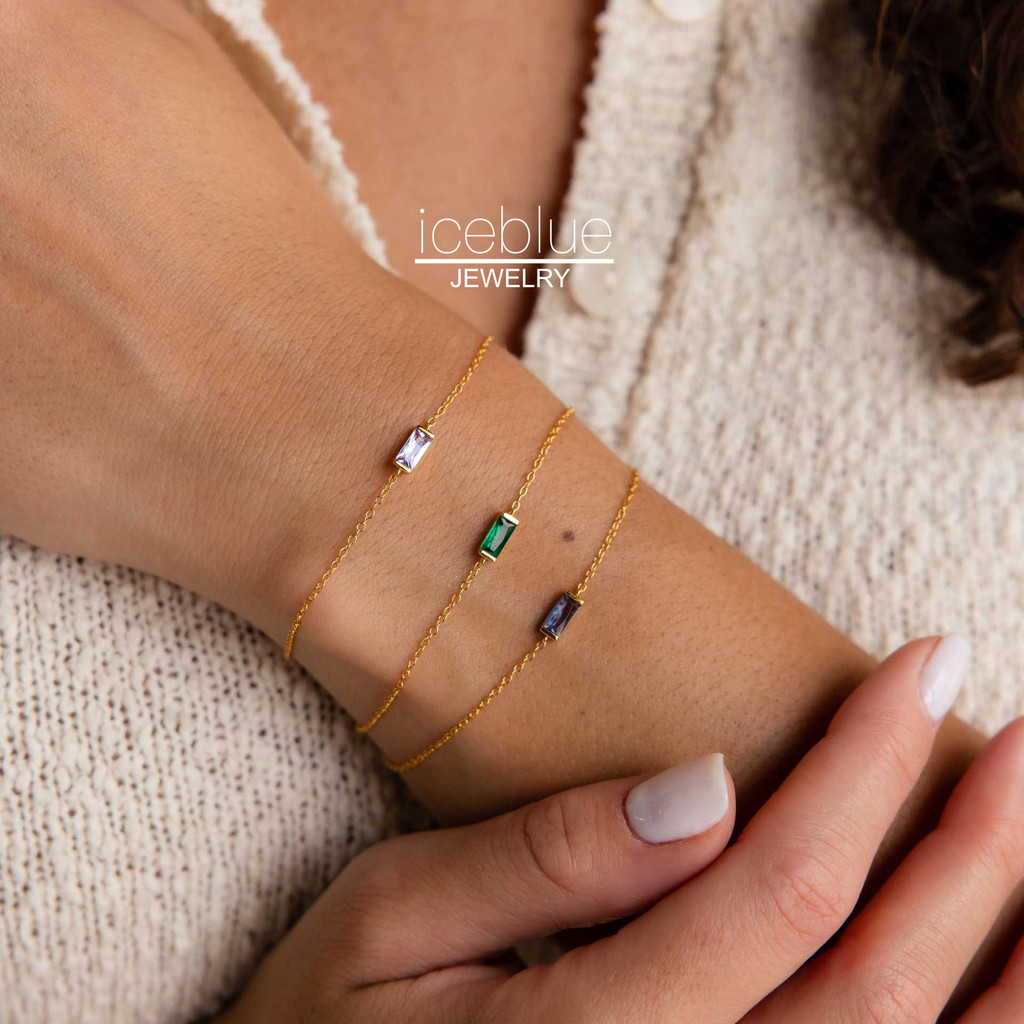【iceblue】สร้อยคอ/สร้อยข้อมือจี้หินสังเคราะห์อัญมณีเกิด 12 เดือน ชุบ 14K Gold ไร้สนิม กันน้ำ ไทเทเนียมสตีล ของขวัญสำหรับผู้หญิง N196 B53 ราคา ถูกที่สุด ดีลบีเคเค แกลเลอรีภาพที่ 3