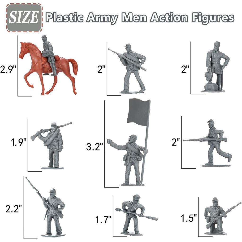 HAPTIME Civil War Army Men Set (42 pcs ) , American Civil War Toys, Plastic Army Men Action Figures,