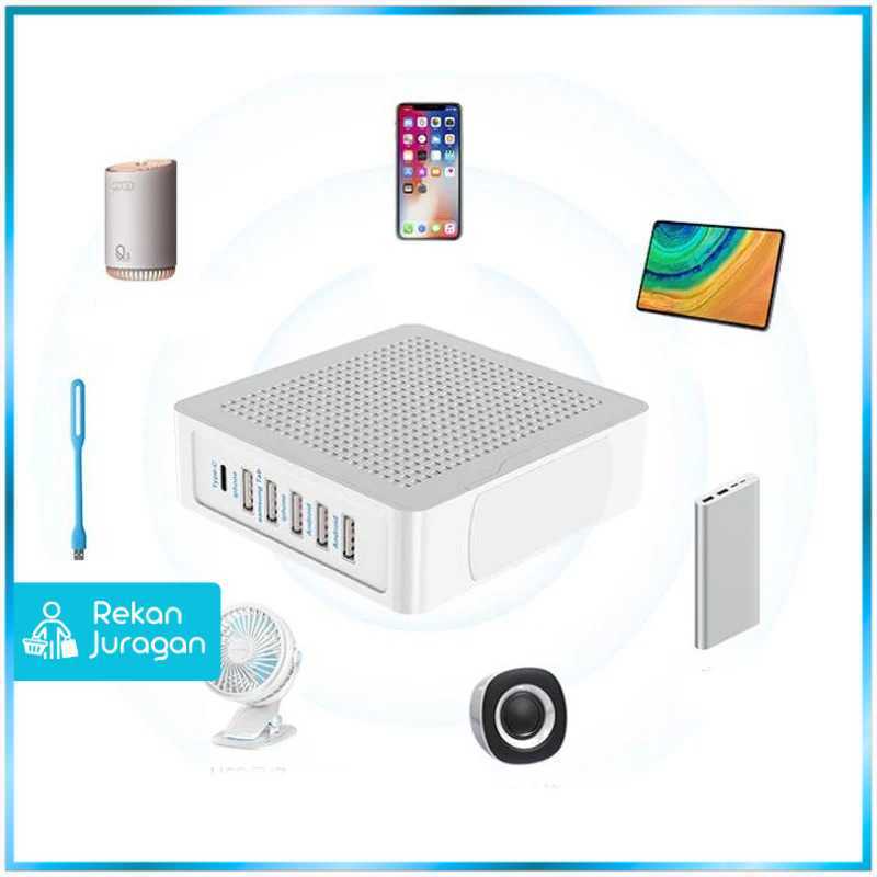 USB Hub Charger 10 Multi Port Type C 5V/10A 60W EU Plug - YC-A22