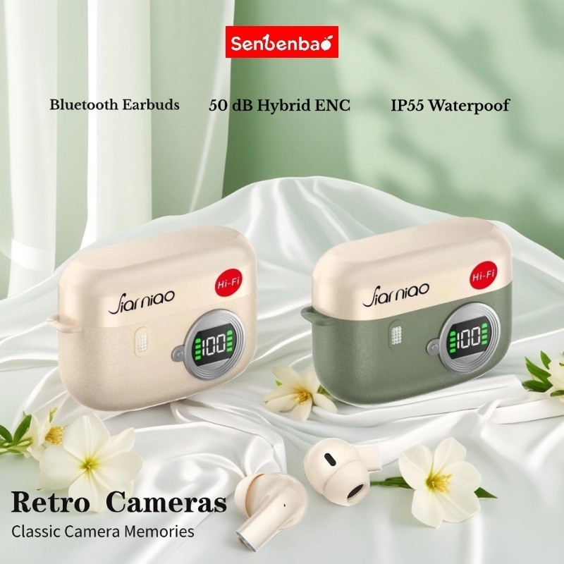 หูฟังกล้องการ์ตูนFreebiesSbenbao J67 TWS | สเตอริโอไฮไฟ 9D, โทร HD, ระบบควบคุมแบบสัมผัส | Fon Kepala Bluetooth Comol