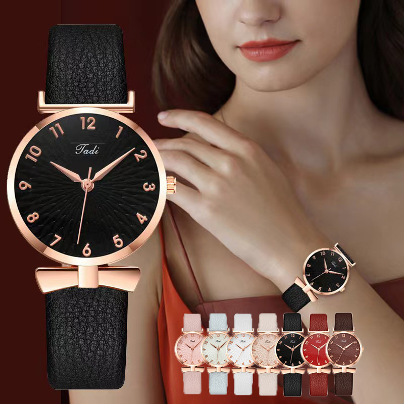 นาฬิกาข้อมือผู้หญิง ชุดใหม่ แฟชั่นหรูหรา สายหนังมินิมอล สําหรับใส่ลําลอง ควอตซ์ - รูปที่ 2