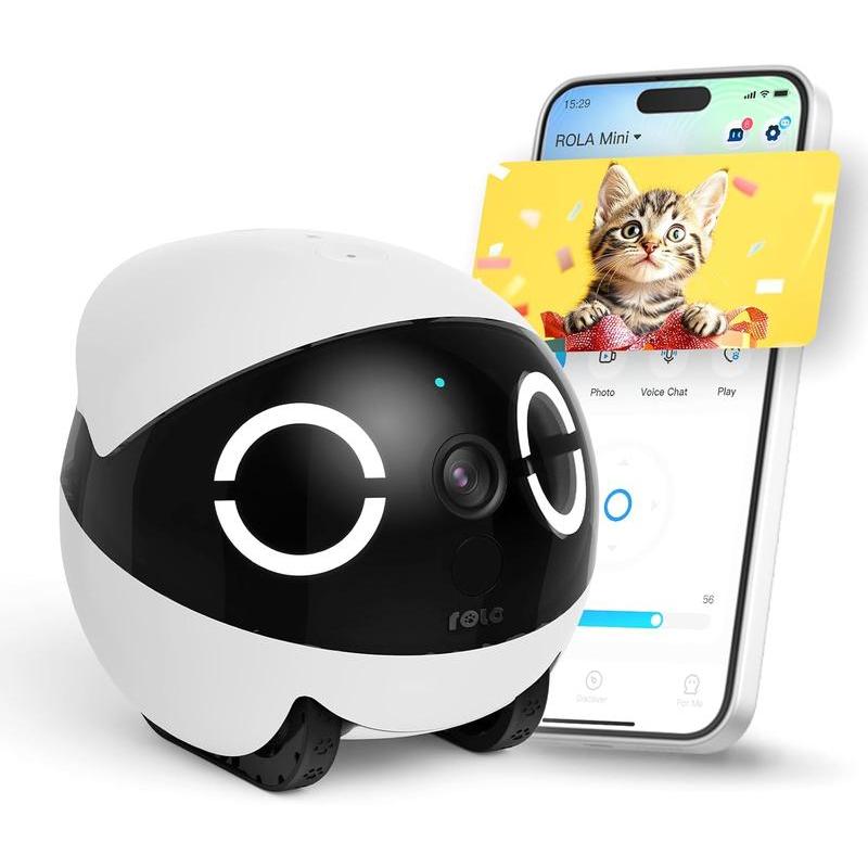 Enabot EBO 2K Camera Robot ROLA Mini: Movable Pet Camera Battery-Powered with Phone App, Indoor Cam 