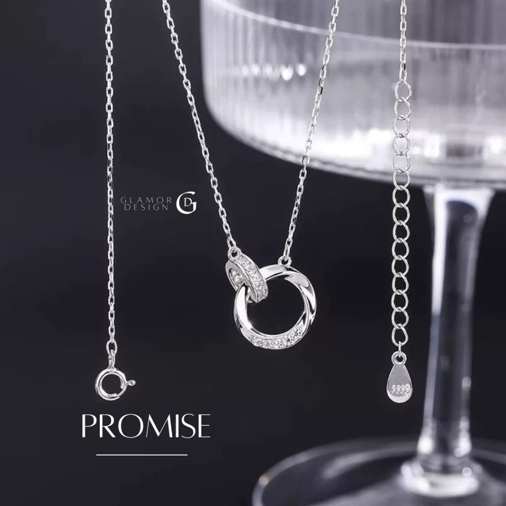 GLAMOR✨สร้อยคอเงิน Promise สร้อยคอเงินแท้925 จี้เพชร สไตล์เกาหลี สร้อยคอแฟชั่น สร้อยคอห่วงคล้อง X016