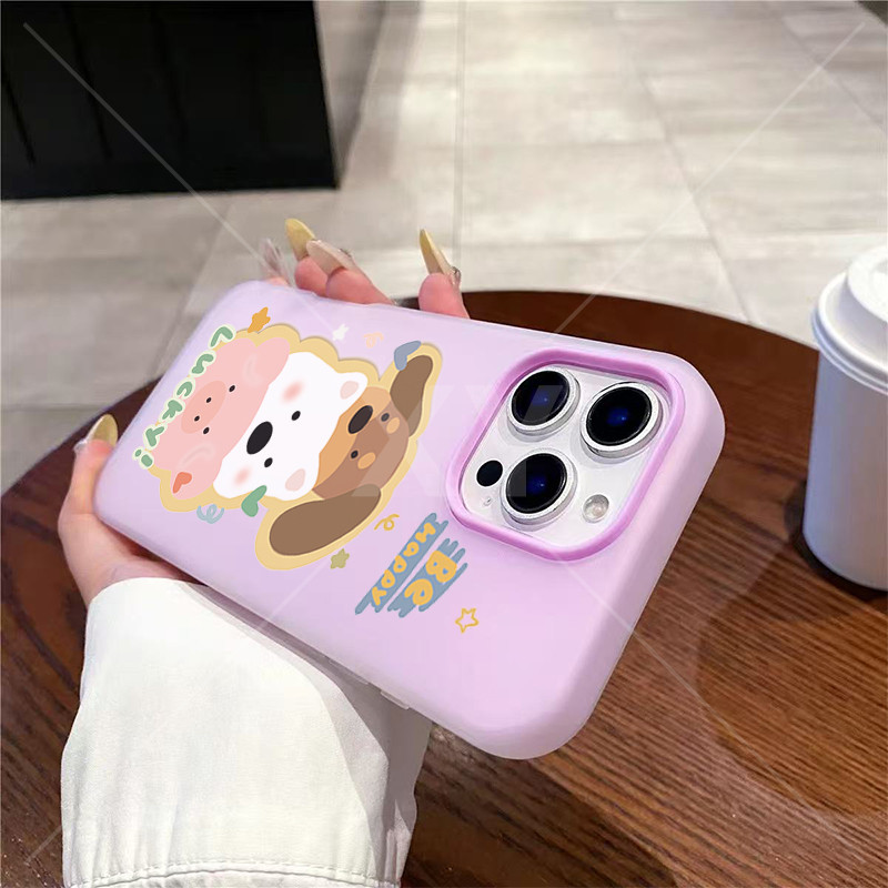 2 ใน 1 เคส VIVO Y17 Y15 Y12 Y11 Y12i Y17S Y16 4G Y04 Y19E Y02 Y02T Y02A S1 การ์ตูนสุนัขหมีน้อยหมูน้อยเคสโทรศัพท์ - รูปที่ 2