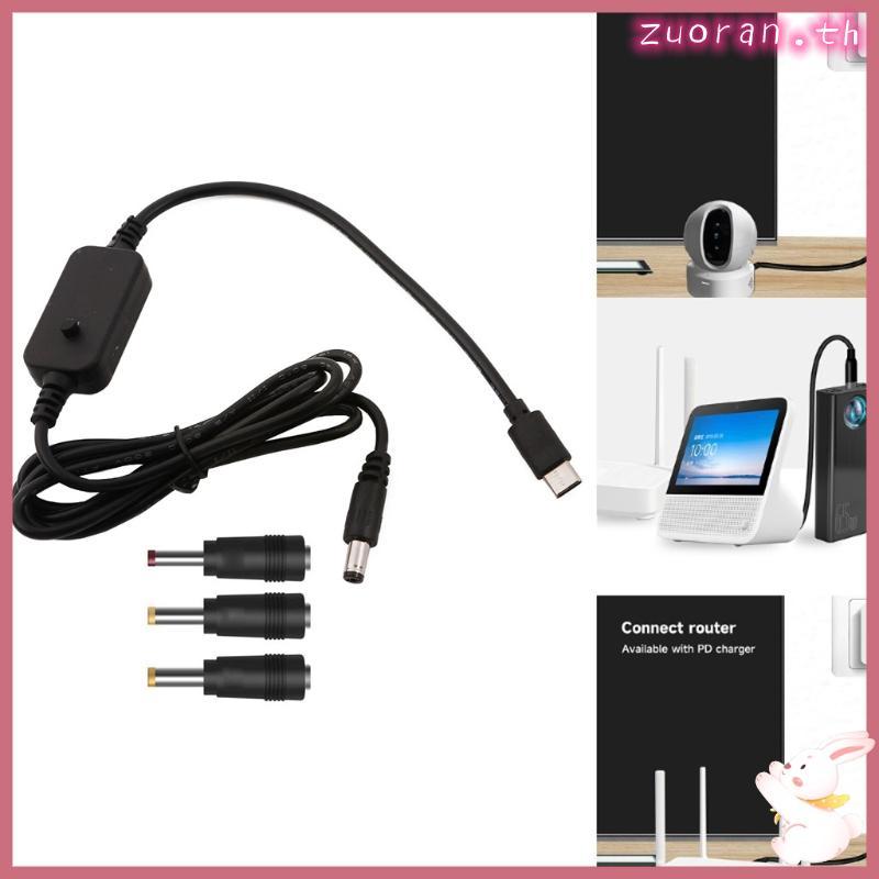 ZUO ประเภท C USB C ถึง 2 5x0 7 มม.3 5x1 35 มม.4 0x1 7 มม.5x2 1 มม.5V 9V 12V 15V 20V ปรับแรงดันไฟฟ้าส