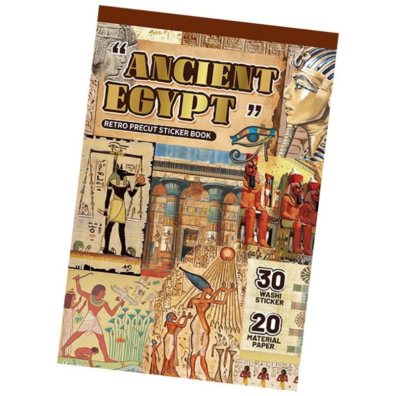 XGB Retro อียิปต์รูปแบบสติกเกอร์ Scrapbooking กระดาษตกแต่งสําหรับ Journal Planner โน้ตบุ๊คอัลบั้มรูป Craft Projec