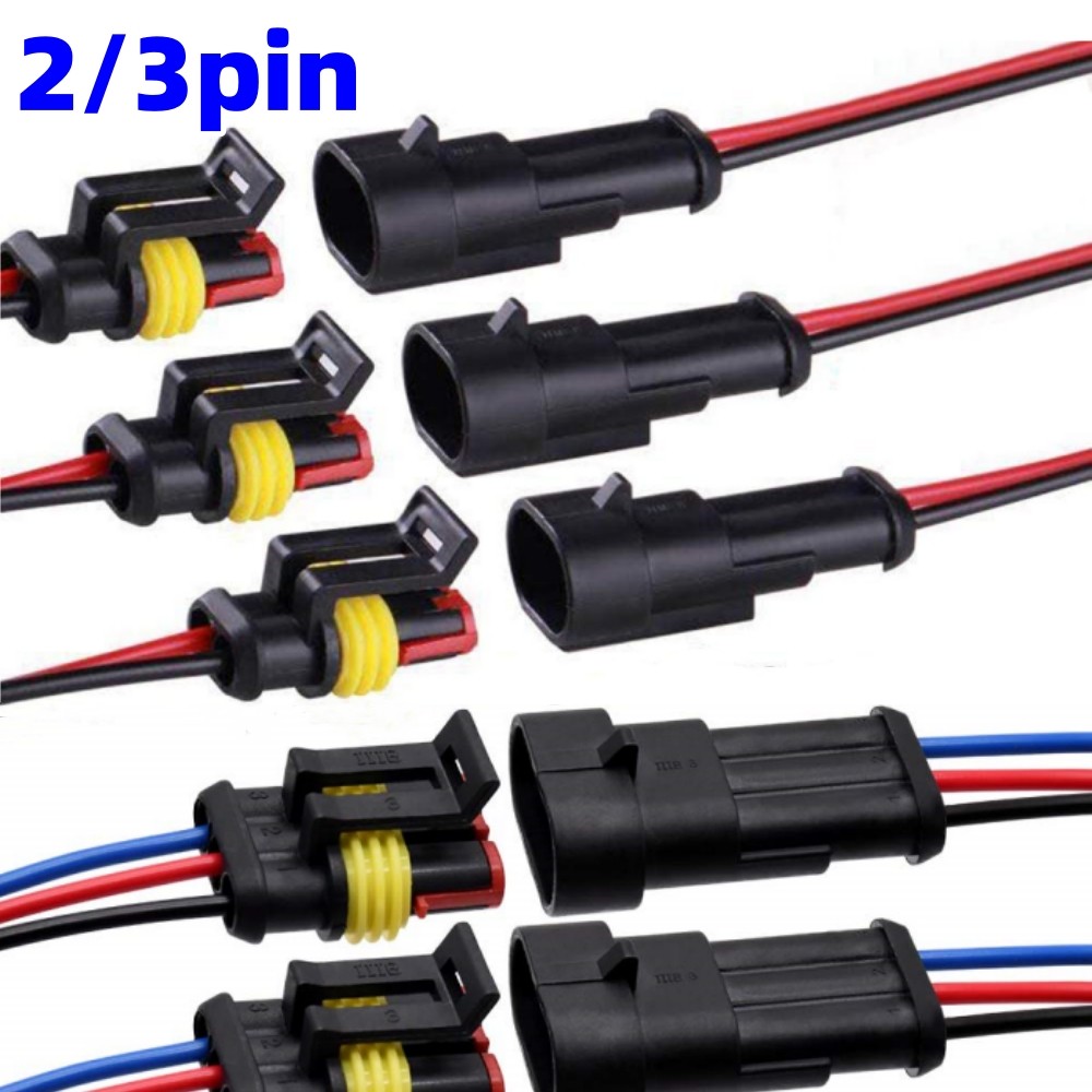 5/10sets 2/3 Pin Way Connector Waterproof Connectors Male & Female Way 16 AWG Wire For Car Truck Boa