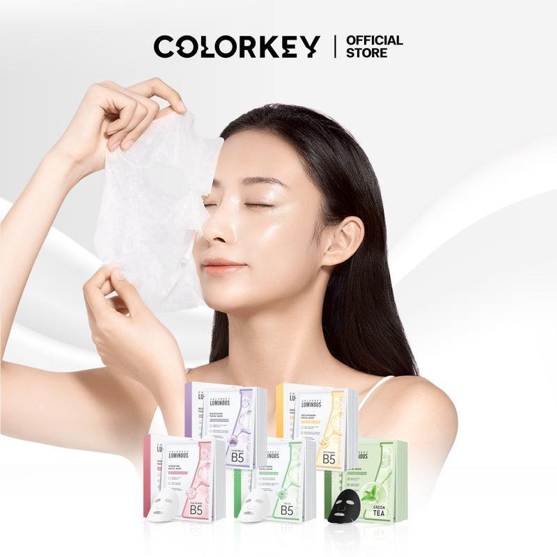 1 กล่อง x10 ชิ้น COLORKEY LUMINOUS FACIAL MASK แผ่นมาส์กหน้า มี 4 สูตร Pro Vitamin B5 Plus [พร้อมส่ง