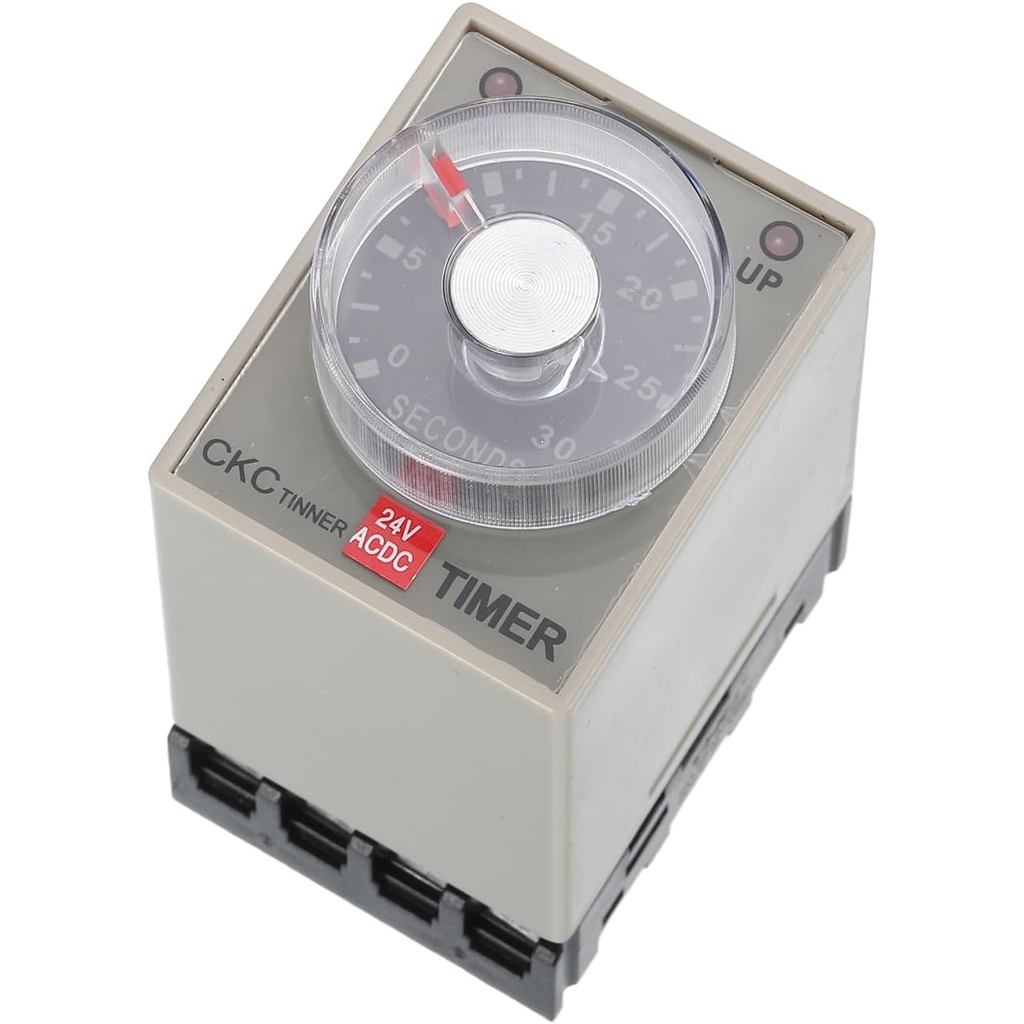 MOCCANIXITY DC24V รีเลย์จับเวลา, รีเลย์เวลาหน่วงเวลาเวลา 8 พิน 1S-30S ควบคุมลูกบิดพร้อมซ็อกเก็ต, AH3