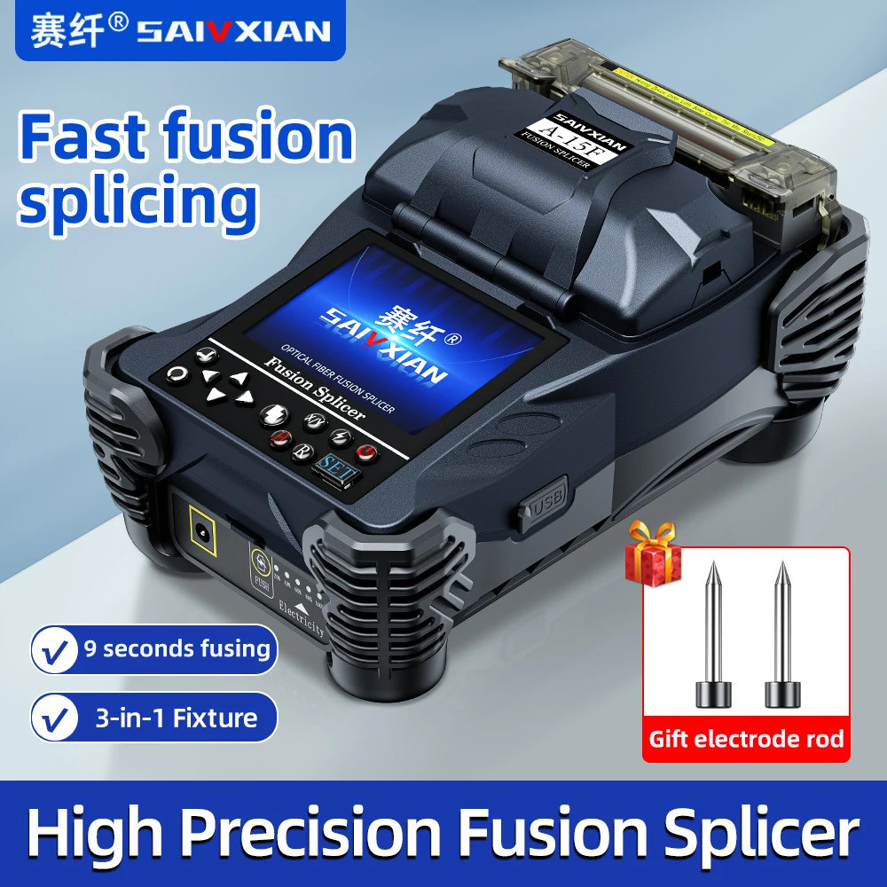 A-15f Fiber Optic Fusion Splicer Machine ชุดเครื่องมือ Hot Melt เครื่องอัตโนมัติหลายภาษา Ftth Fiber 