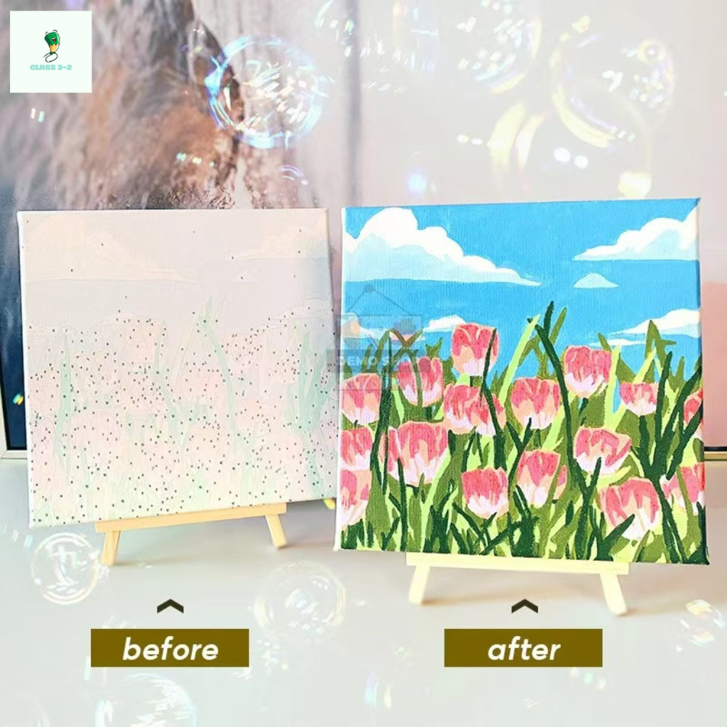 ระบายสีตามตัวเลข DiY Christmas ภาพวาดระบายสีตามตัวเลข ภาพวาดสีน้ำมันดิจิตอลใส่กรอบ20X20ซม ของขวัญ DIYดภาพวาดตกแต่งผน