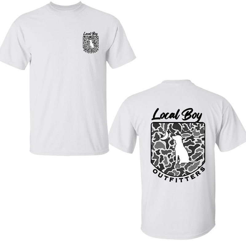 ชุดเสื้อยืดลายพรางสุนัขสำหรับผู้ชายและผู้หญิงจาก Local Boy Outfitters สไตล์วินเทจ – เสื้อยืดกราฟิกกล