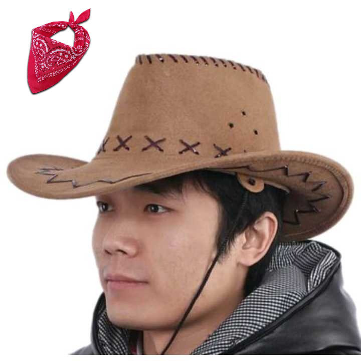 ผู้ใหญ่และหมวก COWBOY / UNISEX ผู้ชายผู้หญิง BONUS FASHION COWBOY SCARF / สง่างาม COWBOY หมวกคุณภาพส