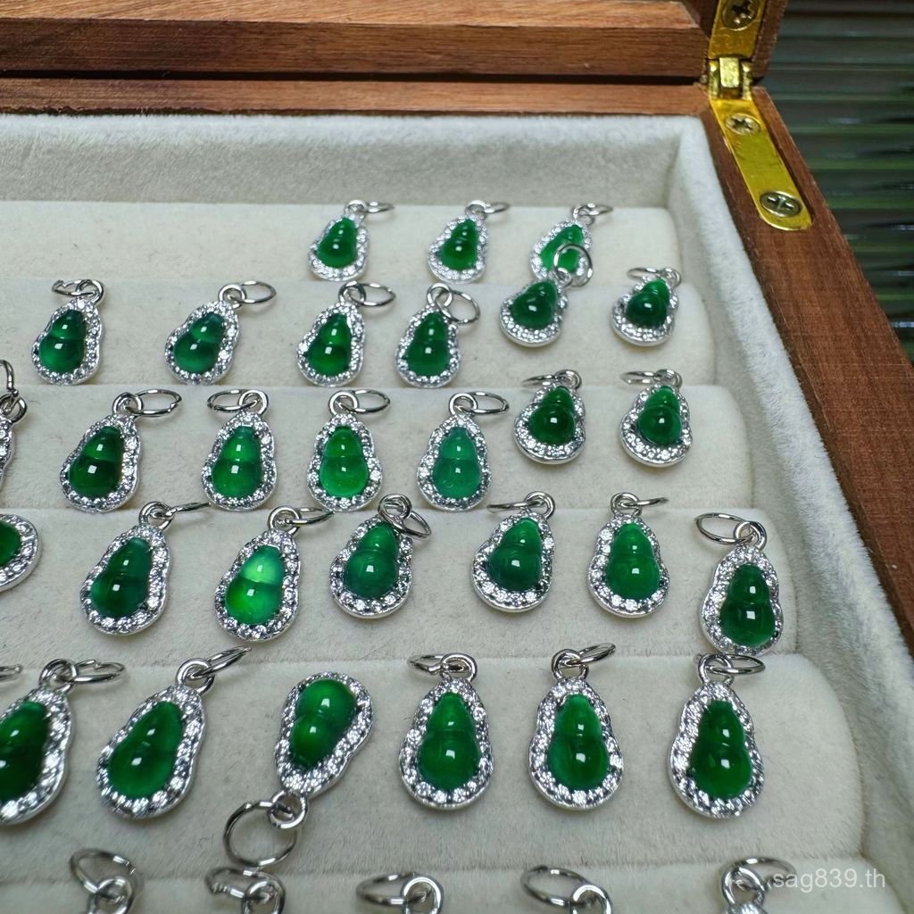 GD2I สร้อยคอขนาดเล็กธรรมชาติ S925 จี้ DIY Blue Water Drop น้ําท่วมขายร้อนมรกตสร้อยข้อมือสีเขียวเงินอ