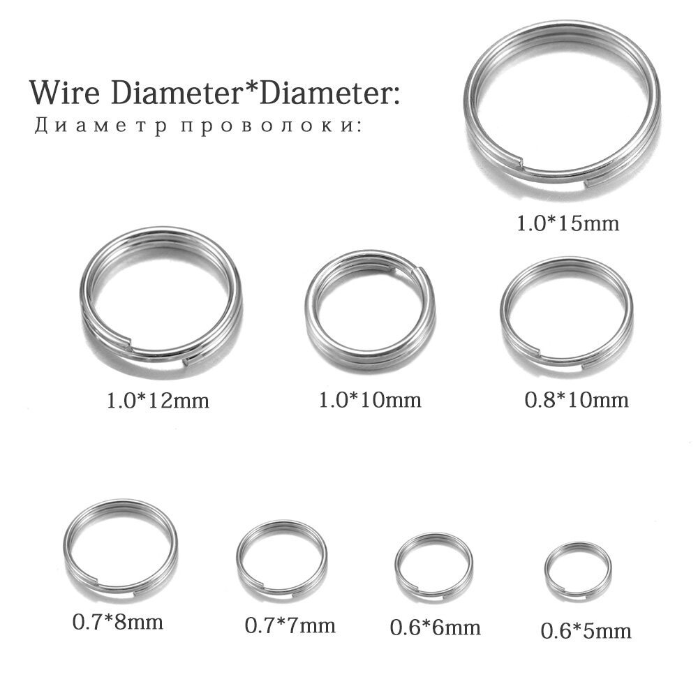 100ชิ้น ห่วงกลม2ชั้น ห่วงกลมสแตนเลส โลหะ DIY ห่วงพวงกุญแจ แฮนด์เมด keychain Double Jump Rings