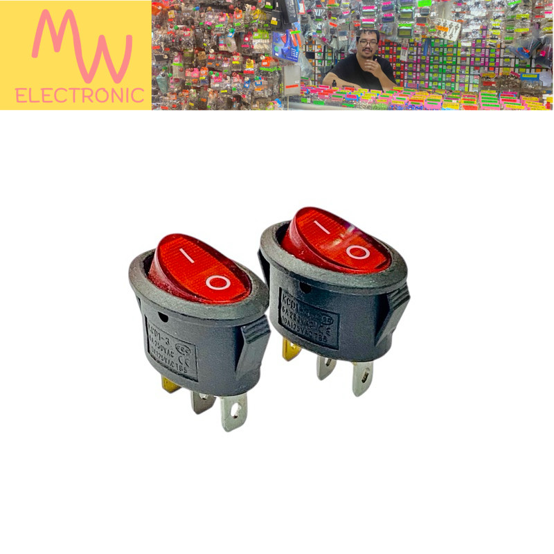 Switch KCD-3 ON OFF (แพ็ค 2ตัว) เปิด ปิด วงรี 3 ขา 220V.AC มีสินค้าพร้อมส่งในไทย