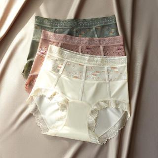 【Natury】เอวสูงผูกผ้าไหมซาตินกางเกงในสตรี, 7A Polylactic Acid…