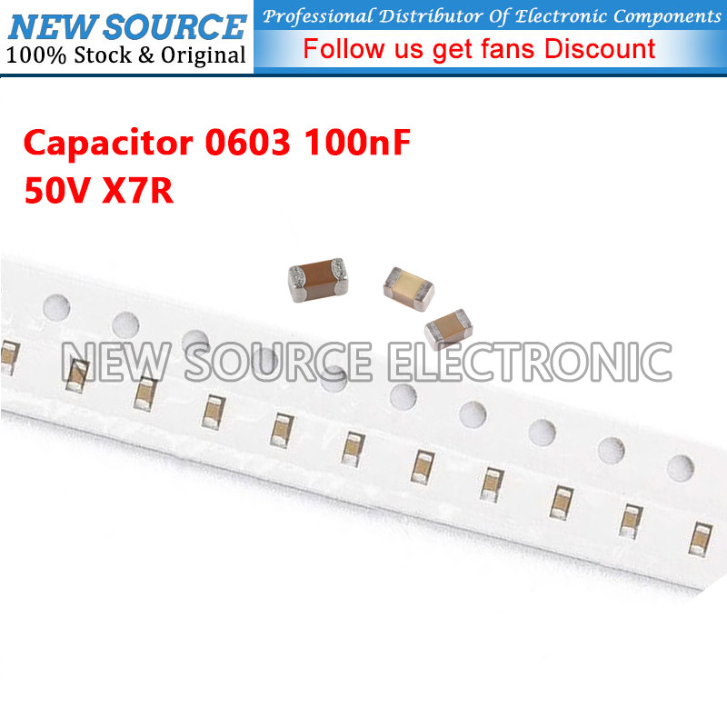 [50 ชิ้น] 0603 100nF ±10% ±20% ±5% 50V X7R SMD Chip Multilayer Ceramic Capacitor แหล่งใหม่