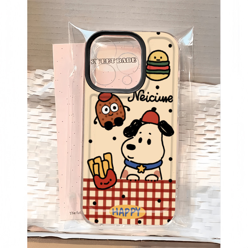 Ins น่ารักแฮมเบอร์เกอร์ลูกสุนัขตลกนุ่มโปร่งใส Anti-Fall เคสโทรศัพท์สําหรับ iPhone 16 Promax 15 Promax 12 13 Mini 14plus 11 Pro Max X XS XR XS Max 7 8 plus Se2020 6G 6Plus