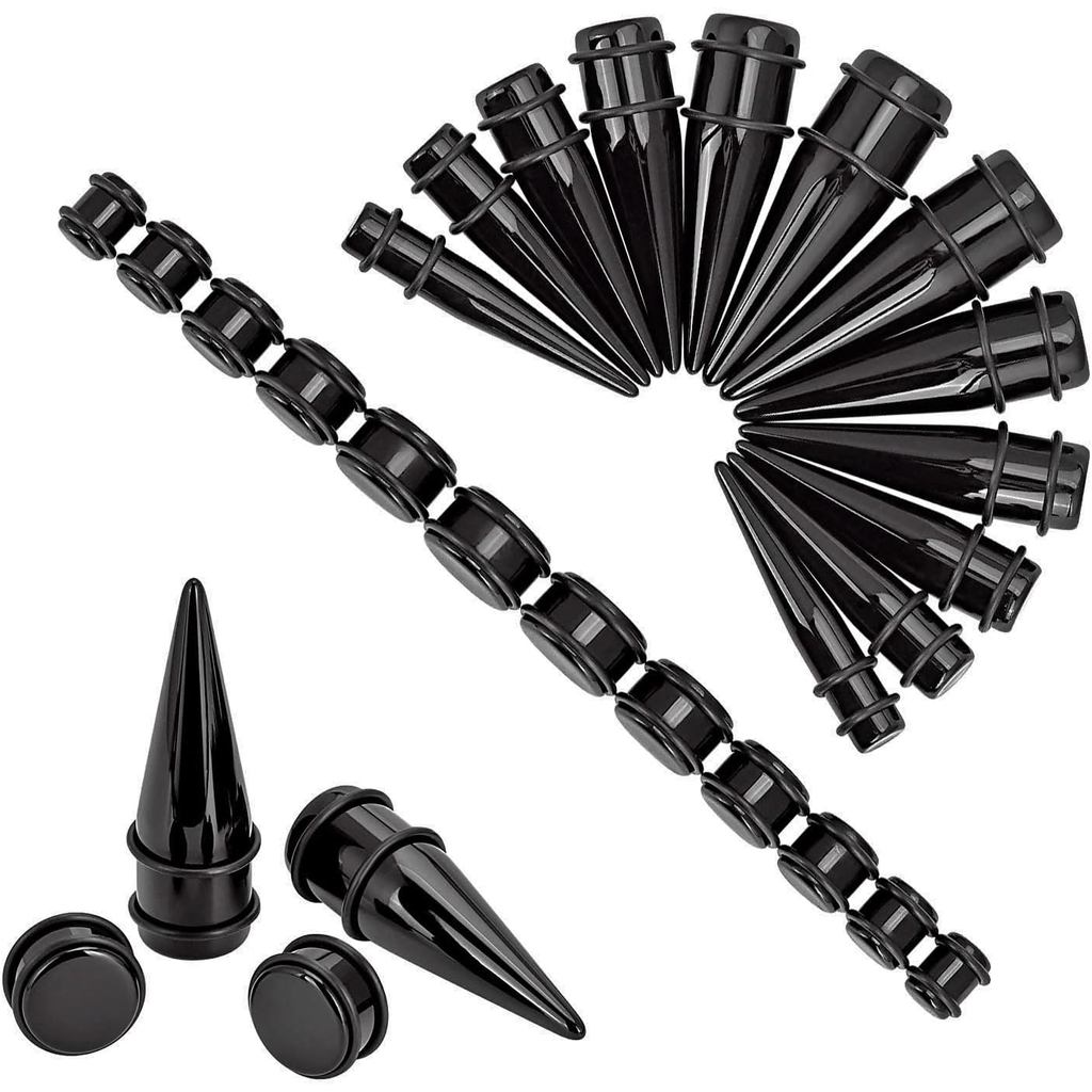 Longbeauty 24pcs Big Gauges Kit Ear Stretching Kit 00G-20mm Acrylic Tapers Plugs Body Piercing Set