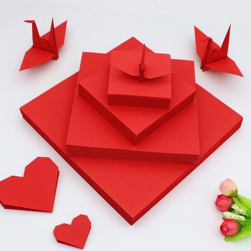 Origami Origami Origami Star พันกระดาษเครนสีแดงสีสันสแควร์ Origami diy Stacked Love เด็กการศึกษากระด