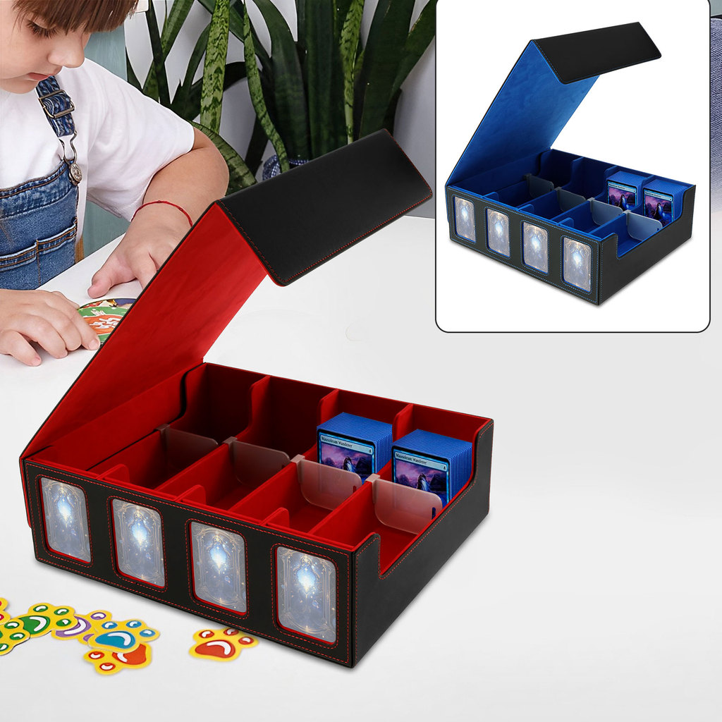 กล่องการ์ดเกมพร้อม Dividers และ Card Supporters Commander Card Deck Case Trading Card Storage Box สําหรับการ์ดเกม