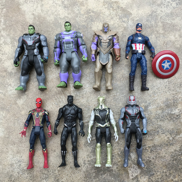 ของแท้จํานวนมาก Re-Union Thanos กัปตันอเมริกา Spider-Man Hulk Panther Ant-Man 20 ซม.เครื่องประดับเคล