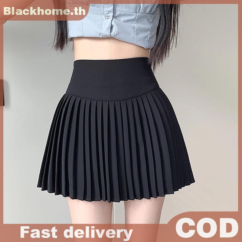 กระโปรงจีบสำหรับผู้หญิง แบบเอวสูง มียางยืด