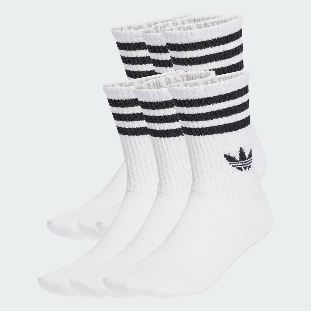 adidas Lifestyle 3-Stripes Crew Socks 6 Pairs Unisex White JV7410