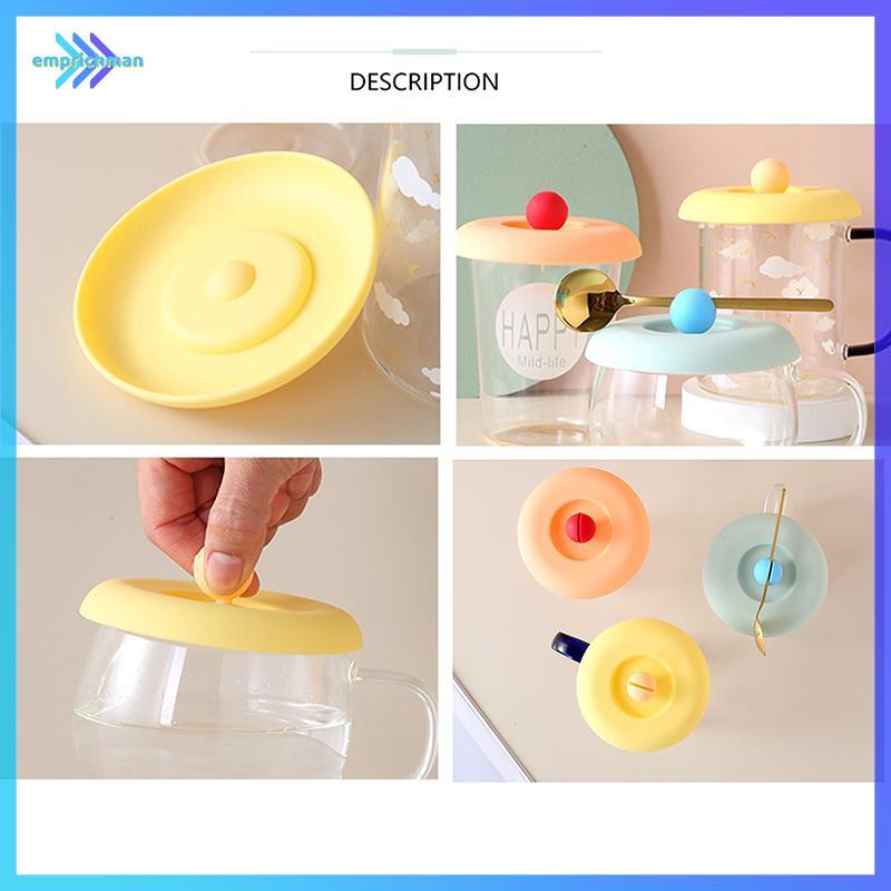 EPMN> ฝาครอบถ้วยซิลิโคนปลอดสารพิษรอบ Universal ถ้วยน้ําฝาปิดป้องกันฝุ่นแก้วกาแฟปิดผนึกหมวกพร้อมช้อนผู้ถือความร้อน-Resistant ฝาใหม่ - รูปที่ 5