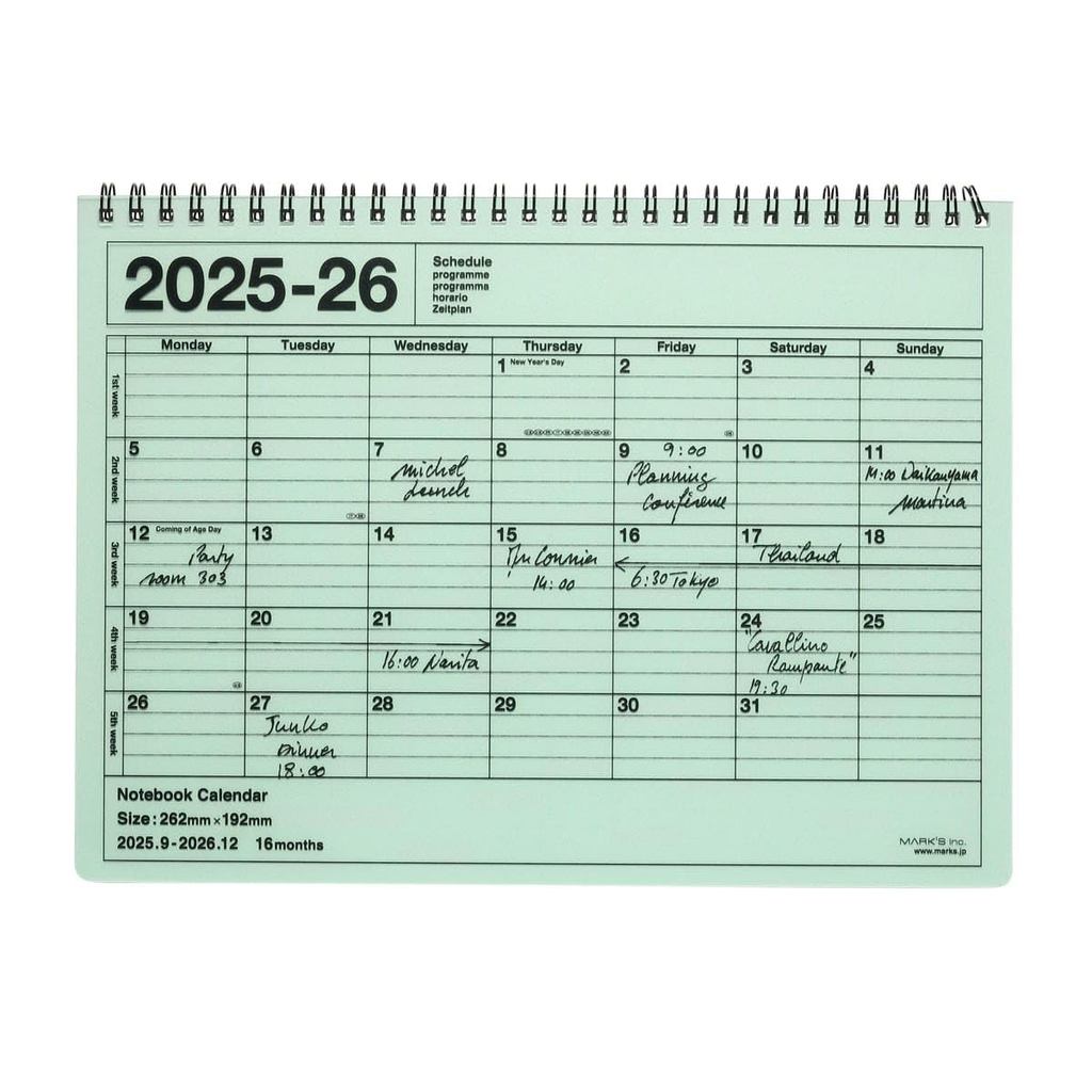 Notebook Calendar B5 Variant Monthly Block Schedule Book 2025 September Marks 26ADR-NB1 Color Option