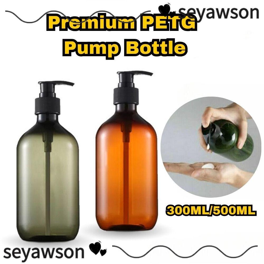 SEYAWSON Dispenser Refill, ขวดแชมพู PET 300ML/500ML, ขวดนํากลับมาใช้ใหม่สีน้ําตาลสีเขียวสีขาว