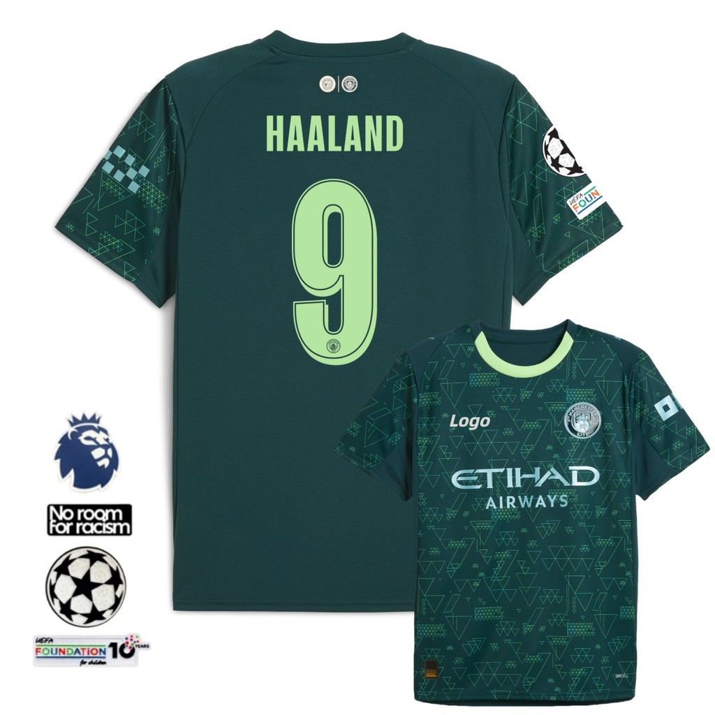 Manchester City 25-26 Fans Edition Three Enterfate Football Jersey เสื้อยืดแขนสั้น 9 HAALAND