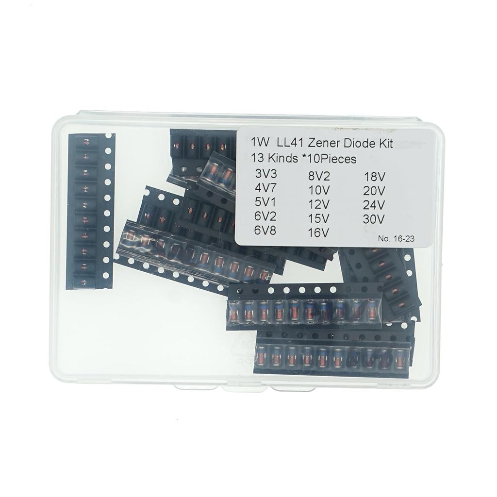13 ค่า*10 = 130PCS LL41 1W Zener Diode Assortment Kit (3V3 4V7 5V1 6V8 7V5 10V 12V 15V 16V 18V 20V 2