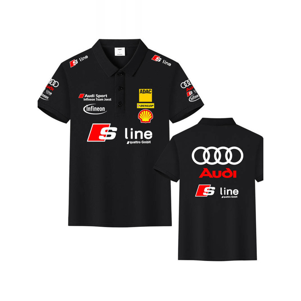 👕 เสื้อยืด Audi Infineon Team Joest Joest Team Same เสื้อโปโล ชุดแข่งรถ แขนสั้นชาย
