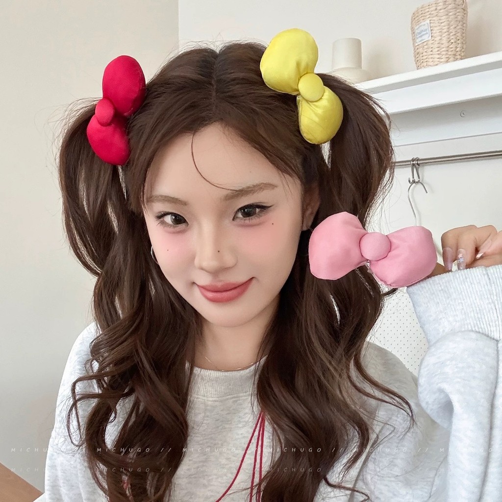 กิ๊บติดผมโบว์ผ้าย่น แฟชั่นมาใหม่ สไตล์เกาหลีน่ารัก
