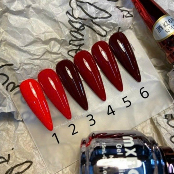 MXBON สีเจล เวียดนาม โทนสีแดง แดงไวน์ แดงมะเหมี่ยว สีเจลเนื้อแน่น  มีให้เลือก 6 สี 15ml